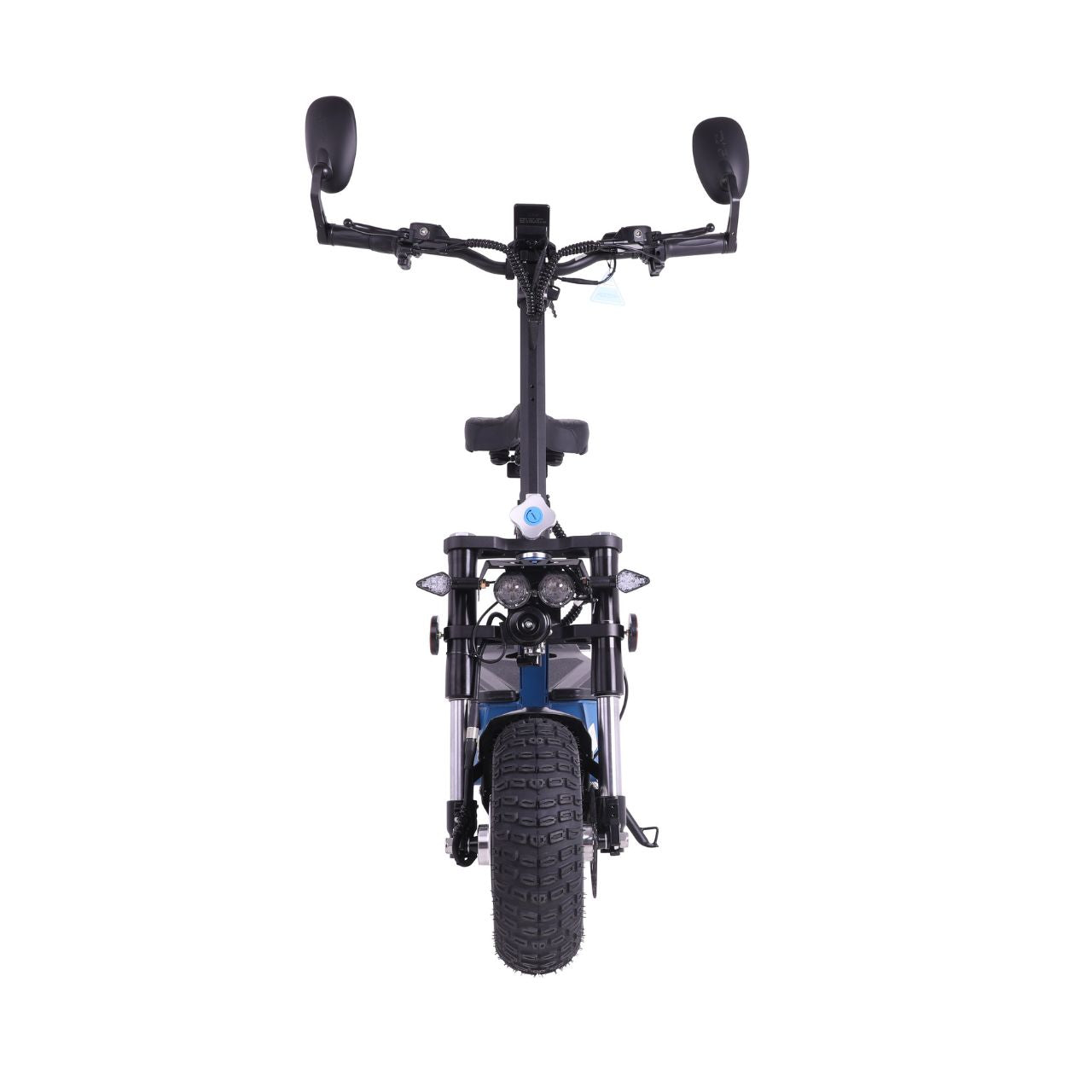Obenansicht des WANDLER Elektrorollers Allrad - 45 km/h, gibt einen umfassenden Blick auf das Design und die WANDLER A/E Merkmale.
