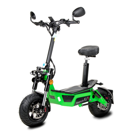 Elektroroller Wandler K/E  mit Sitz - 45km/h - Straßenzulassung - Leuchtgrün