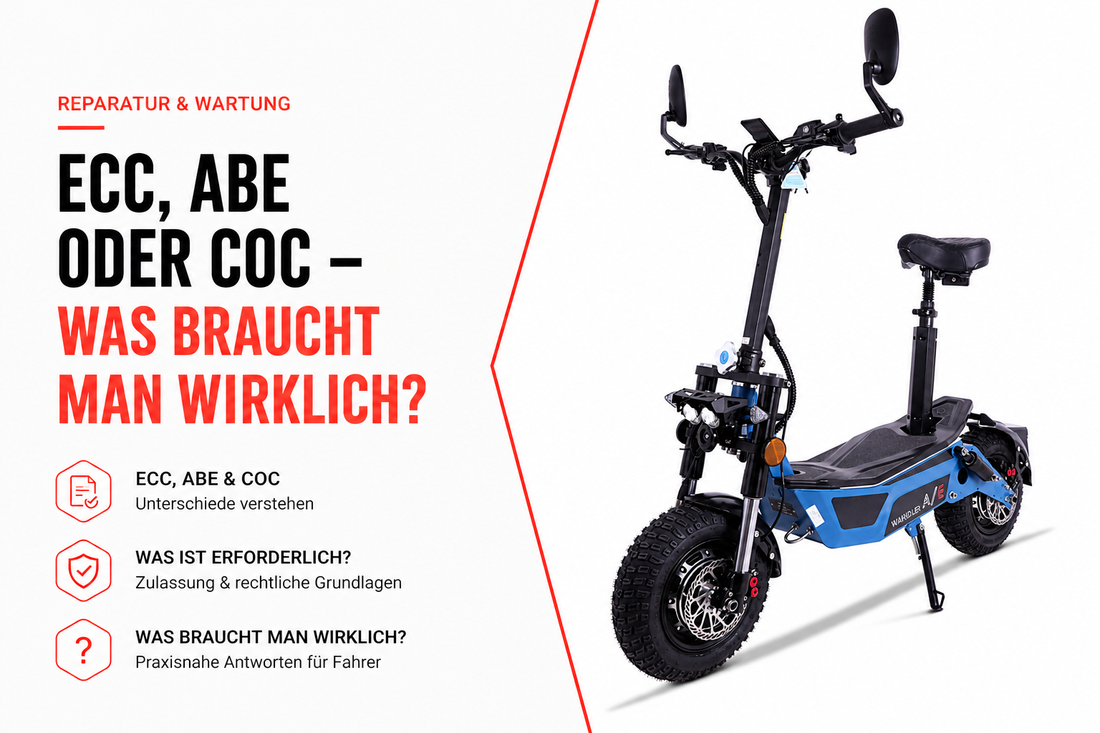 Der WANDLER Elektroroller mit den Fahrzeugdokumenten ECC, ABE oder COC zur Straßenzulassung und Versicherung.